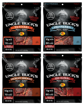 Bass Pro Shops Uncle Buck's Original, Teriyaki, Peppered, and Hickory-Smoked Beef Jerky 4-Pack Combo