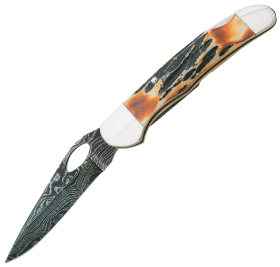 Bear & Son Cutlery Damascus Cowhand Folding Knife
