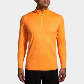 Brooks Dash 1/2 Zip 2.0 Men's Running Apparel Heather Orange Pop, Size Small