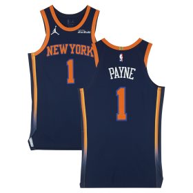 Cameron Payne New York Knicks Game-Used #1 Navy Nike Statement Edition Jersey vs. Philadelphia 76ers on February 26, 2025 - Size 46+4