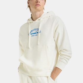 Diadora Hoodie 1948 Athletic Club Unisex Running Apparel Butter White, Size Small