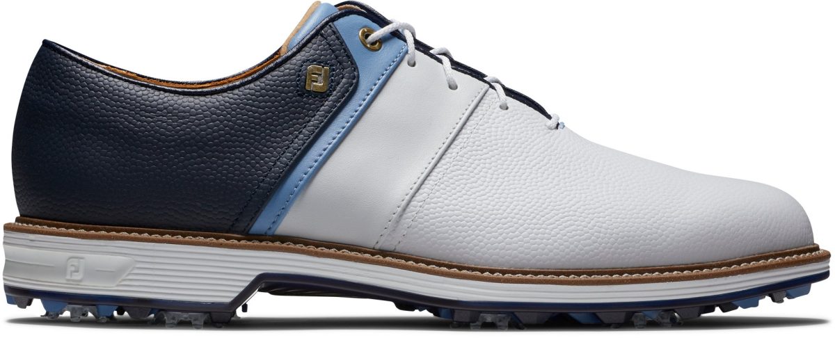 FootJoy Dryjoys Premiere Series Packard Golf Shoes - White/Blue - 7.5 - M