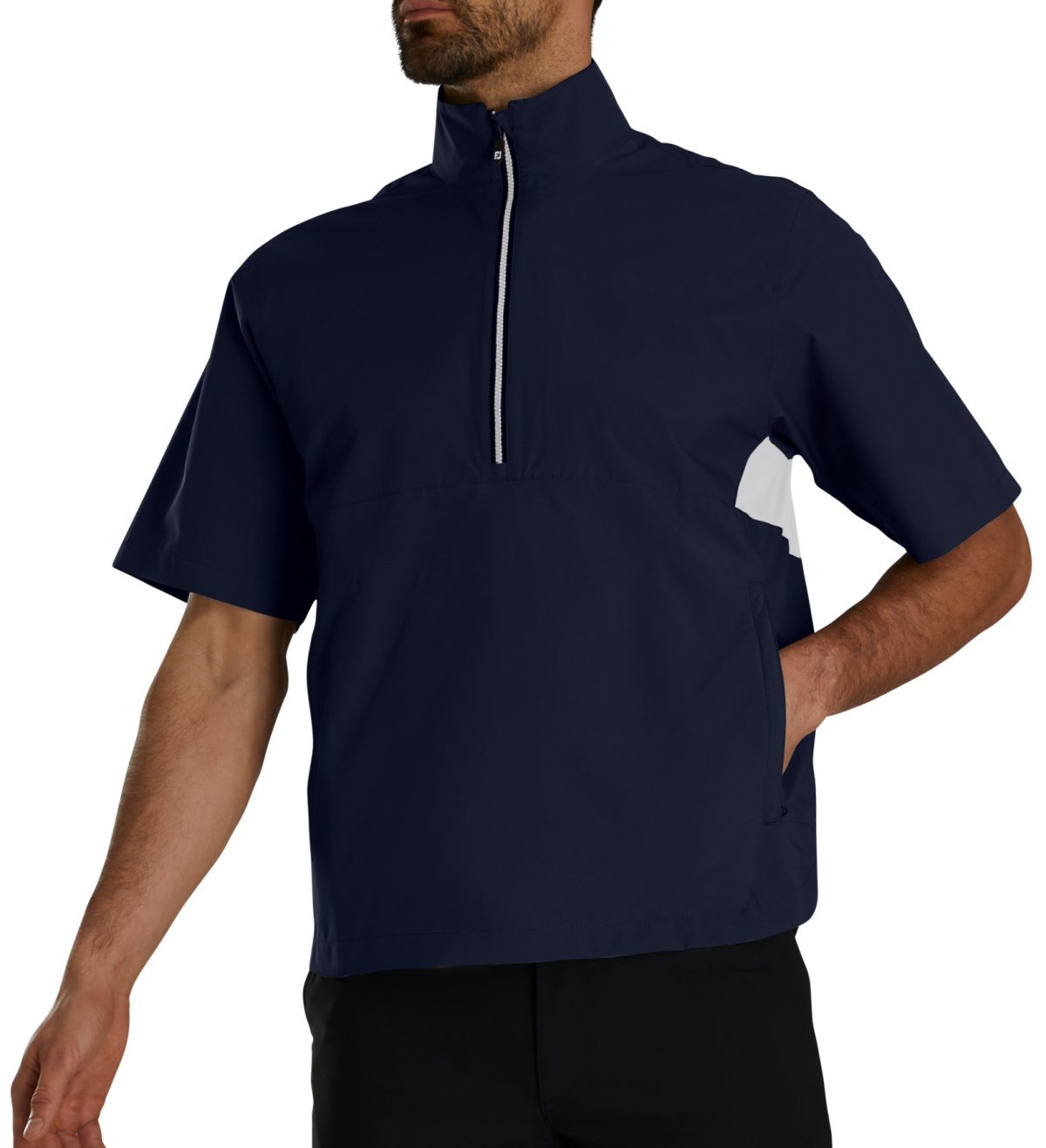 FootJoy HydroLite X Short Sleeve Men's Golf Rain Shirt - Navy/White - Blue, Size: XXXL