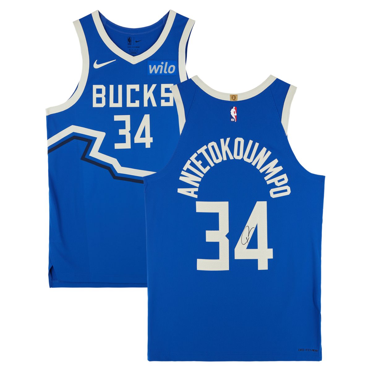 Giannis Antetokounmpo Milwaukee Bucks Autographed Nike 2024-25 Blue City Edition Authentic Jersey