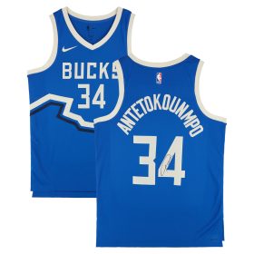Giannis Antetokounmpo Milwaukee Bucks Autographed Nike 2024-25 Blue City Edition Swingman Jersey