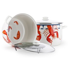 Golden Rabbit Lobster Enamelware Collection Stock Pot