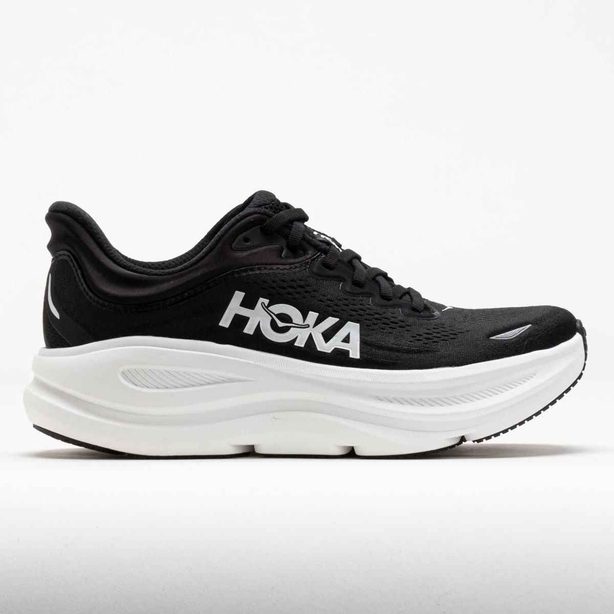 HOKA Bondi 9 Women's Running Shoes Black/White Size 9 Width D - Wide