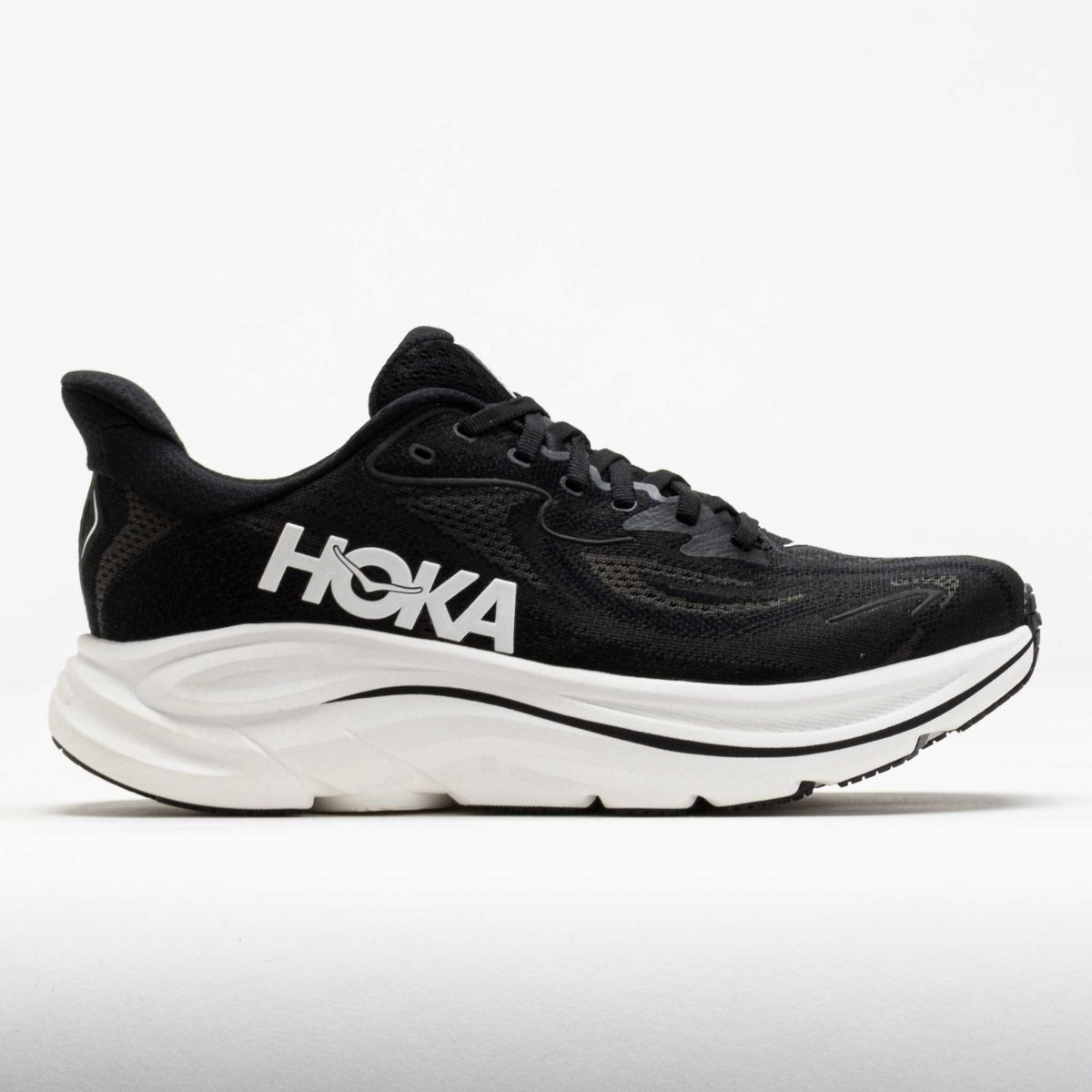 HOKA Clifton 10 Women's Running Shoes Black/White Size 9.5 Width B - Medium