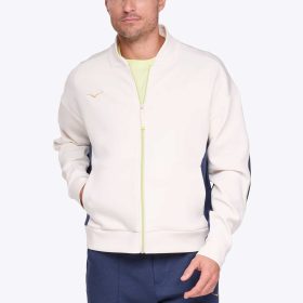 HOKA Kaitoro Knit Jacket Men's Running Apparel Alabaster/Varsity Navy, Size Large