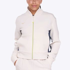 HOKA Kaitoro Knit Jacket Women's Running Apparel Alabaster/Varsity Navy, Size Small