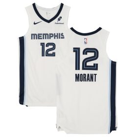 Ja Morant Memphis Grizzlies Game-Used #12 White Nike Jersey vs. Utah Jazz on January 25, 2025 - Size 46+4