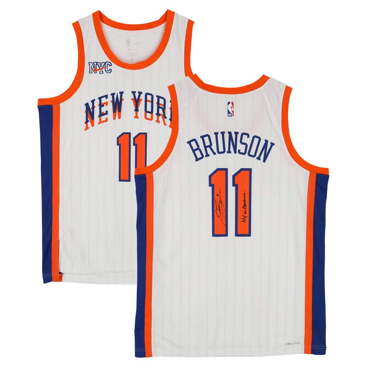 Jalen Brunson New York Knicks Autographed White Nike 2024-25 City Edition Swingman Jersey with "NY or Nowhere" Inscription
