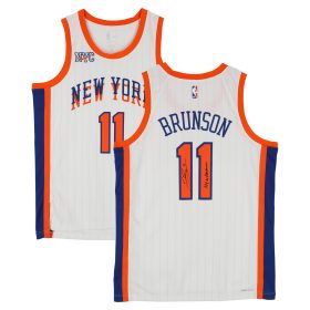 Jalen Brunson New York Knicks Autographed White Nike 2024-25 City Edition Swingman Jersey with "NY or Nowhere" Inscription