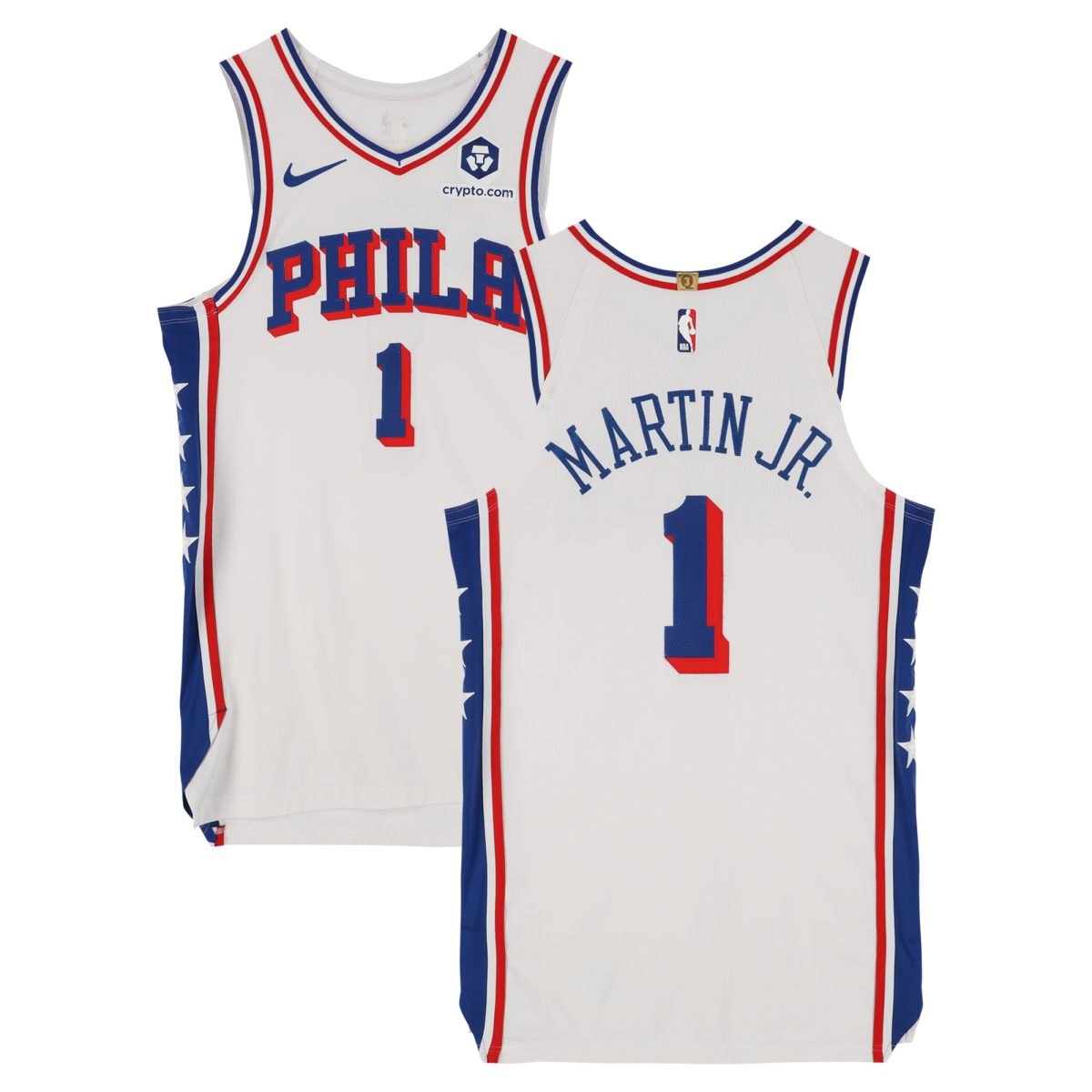 Kenyon Martin Jr. Philadelphia 76ers Player-Issued #1 White Jersey from the 2024-25 NBA Season - Size 46+4