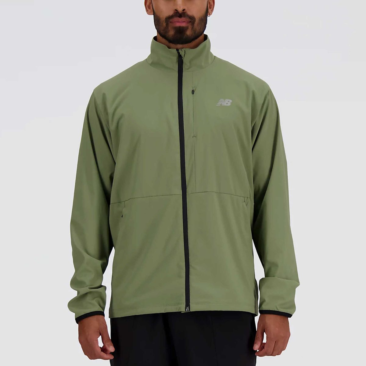 New Balance Stretch Woven Jacket Men's Running Apparel Dark Olive, Size XL