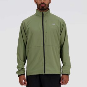 New Balance Stretch Woven Jacket Men's Running Apparel Dark Olive, Size XL
