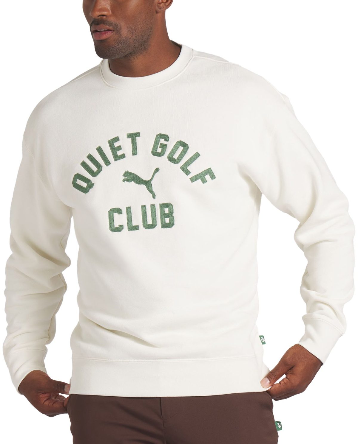 PUMA x Quiet Men's Golf Club Graphic Crewneck Men's Golf Sweater - White, Size: Large