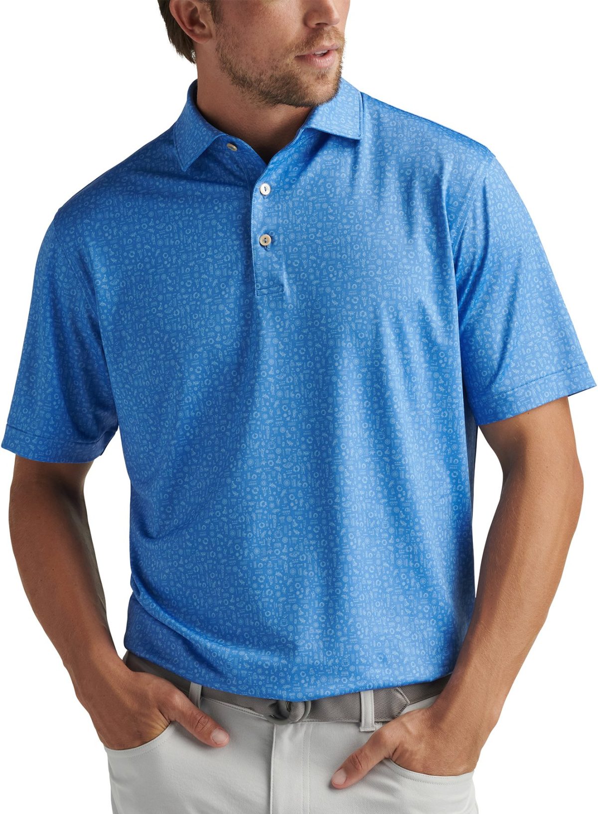 Peter Millar Toga Party Performance Jersey Men's Golf Polo - Blue, Size: Large