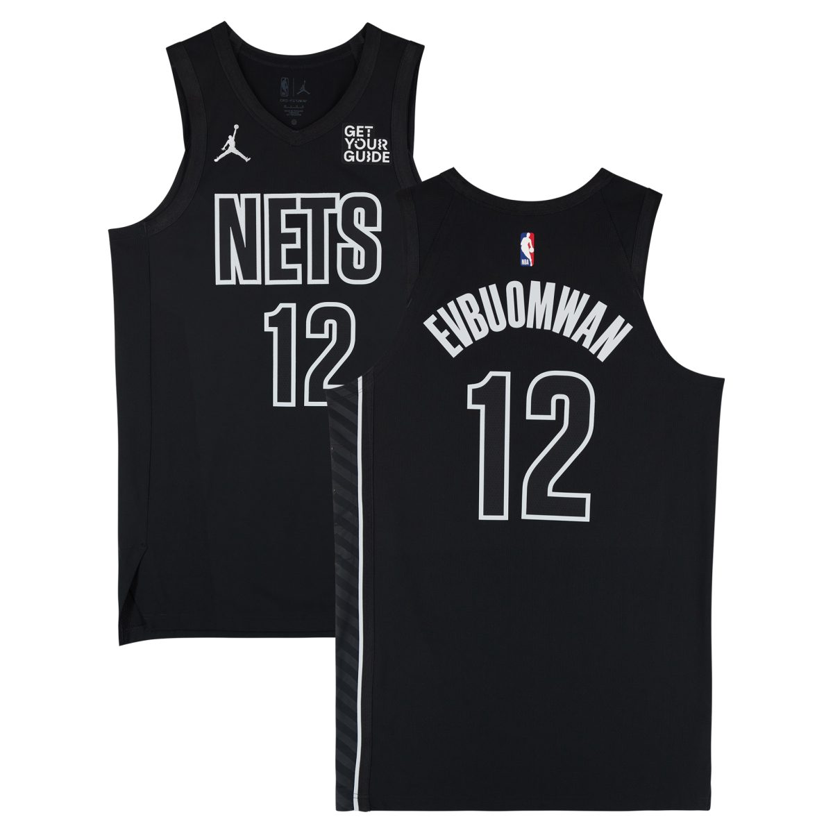 Tosan Evbuomwan Brooklyn Nets Game-Used #12 Black Jordan Brand Statement Edition Jersey vs. Houston Rockets on February 4 & Washington Wizards on February 5, 2025 - Size 48+4