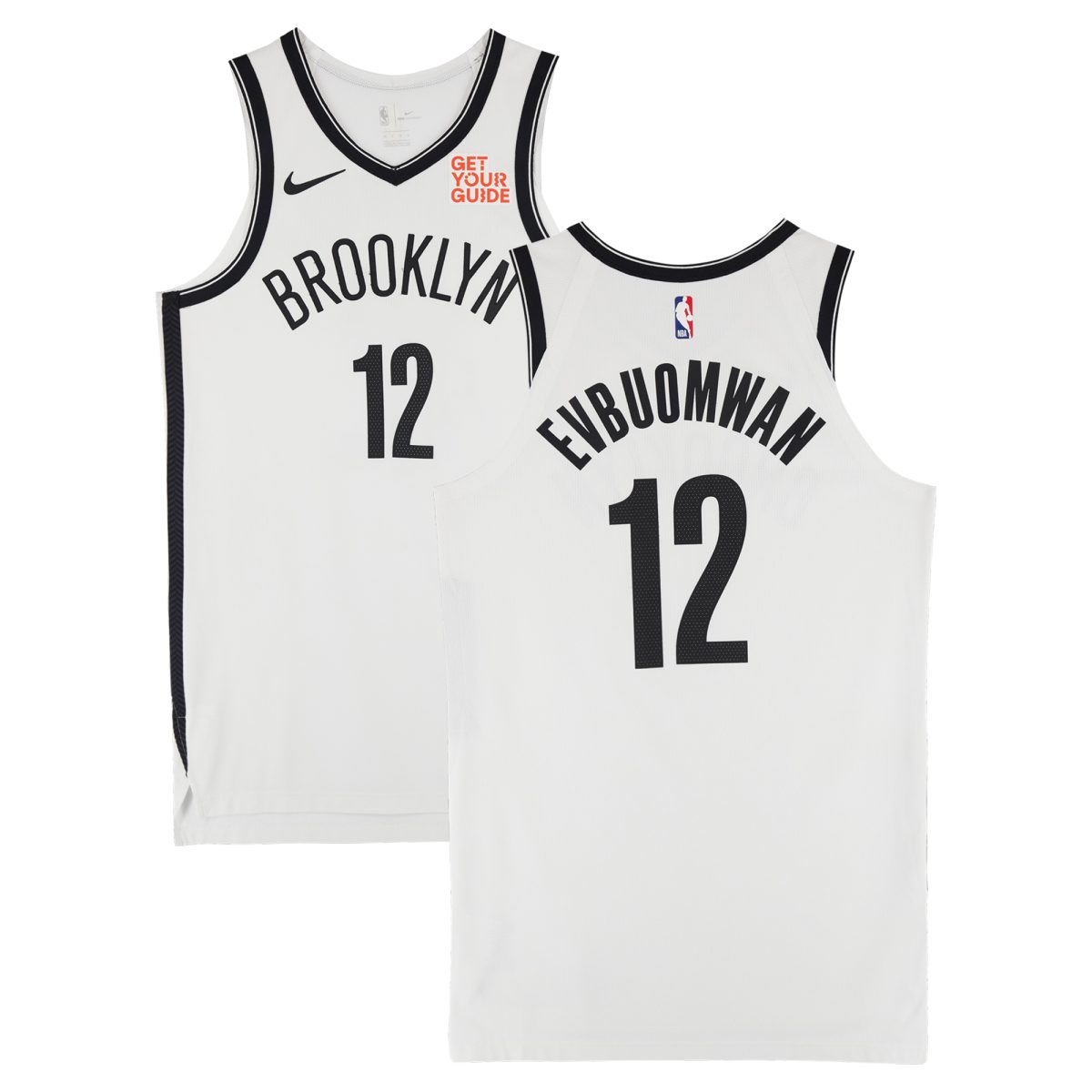 Tosan Evbuomwan Brooklyn Nets Game-Used #12 White Nike Jersey vs. Houston Rockets on February 1, 2025 - Size 48+4