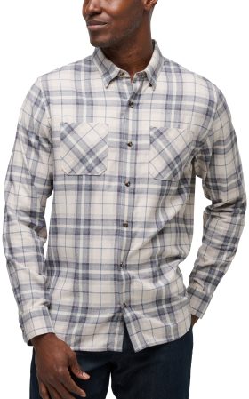 TravisMathew Cloud Plaid Flannel Button-Up Men's Golf Shirt - Khaki, Size: Large
