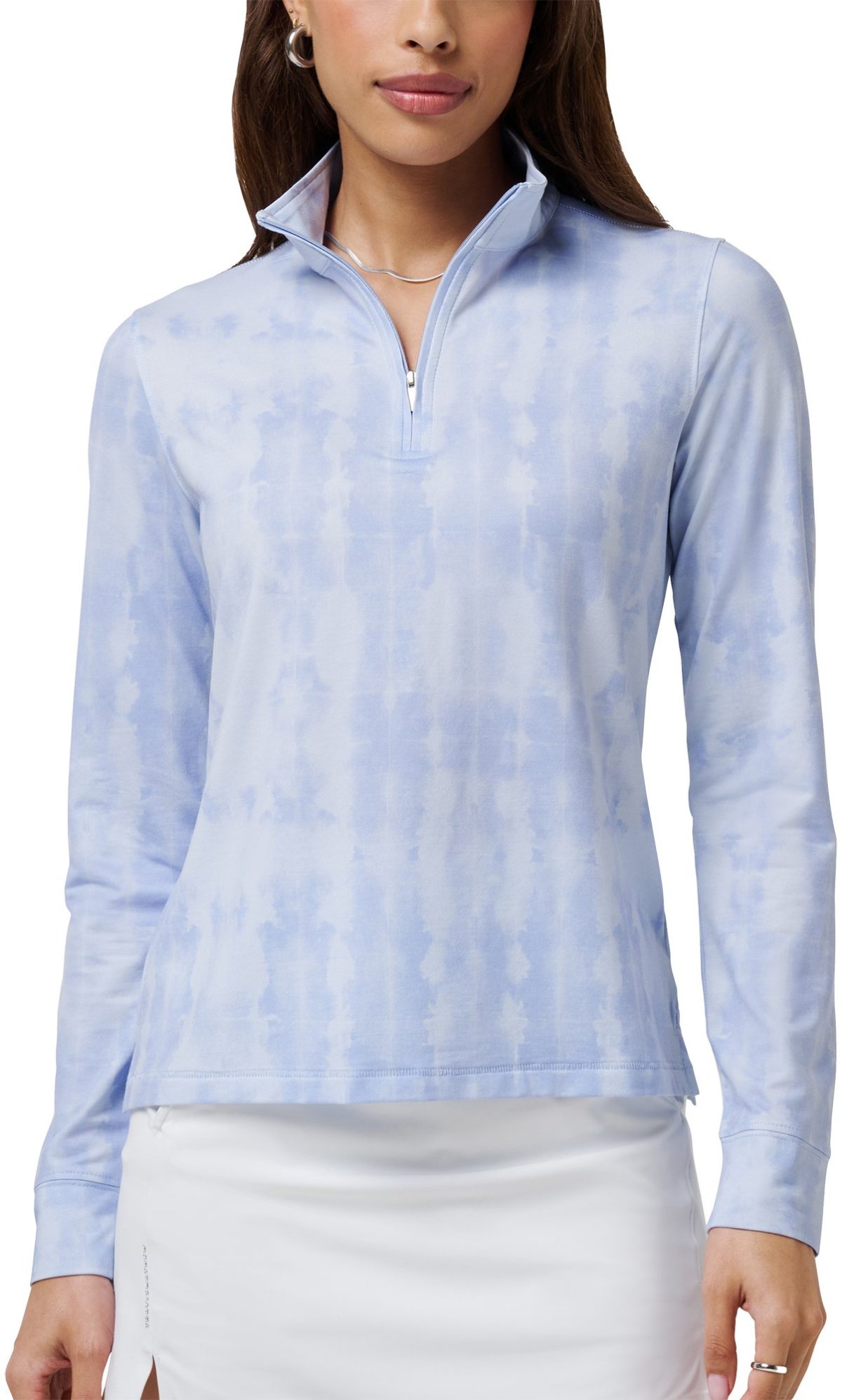 TravisMathew Womens Featherweight Printed Quarter Zip Golf Pullover - Blue, Size: Large
