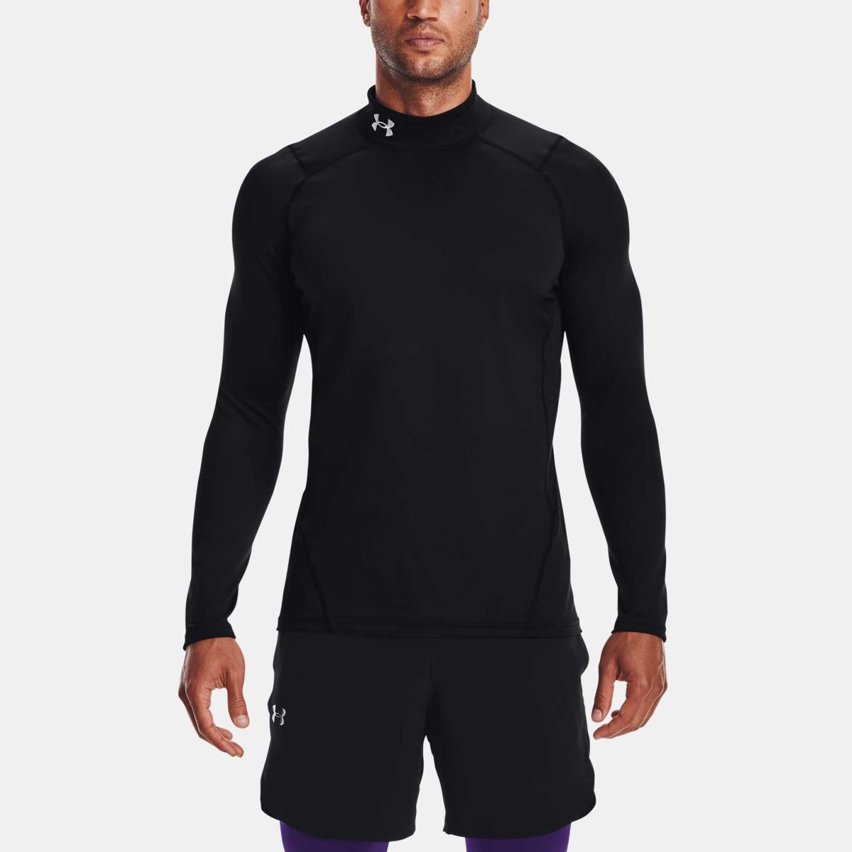 Under Armour ColdGear Fitted Mock Men's Running Apparel Black, Size Small
