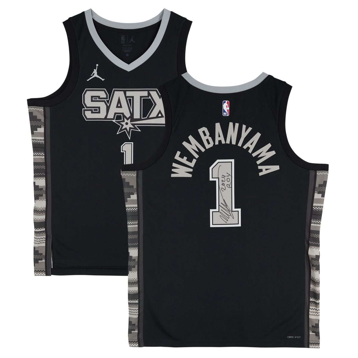 Victor Wembanyama San Antonio Spurs Autographed Black Jordan Brand Statement Edition Swingman Jersey with "2024 ROY" Inscription