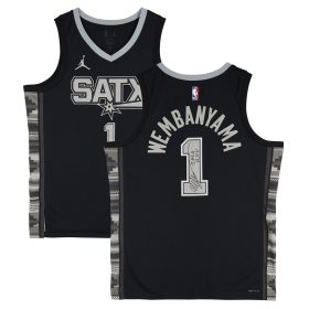 Victor Wembanyama San Antonio Spurs Autographed Black Jordan Brand Statement Edition Swingman Jersey with "2024 ROY" Inscription