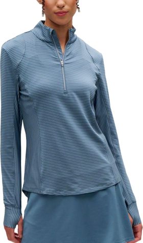 Zero Restriction Womens Renae Zip Mock Golf Pullover - Green, Size: Large