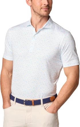 johnnie-O Stag Night Printed Featherweight Performance Men's Golf Polo - Blue, Size: XXL