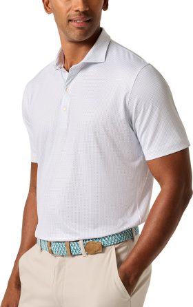 johnnie-O Tee Time Print Performance Jersey Men's Golf Polo - Blue, Size: X-Large