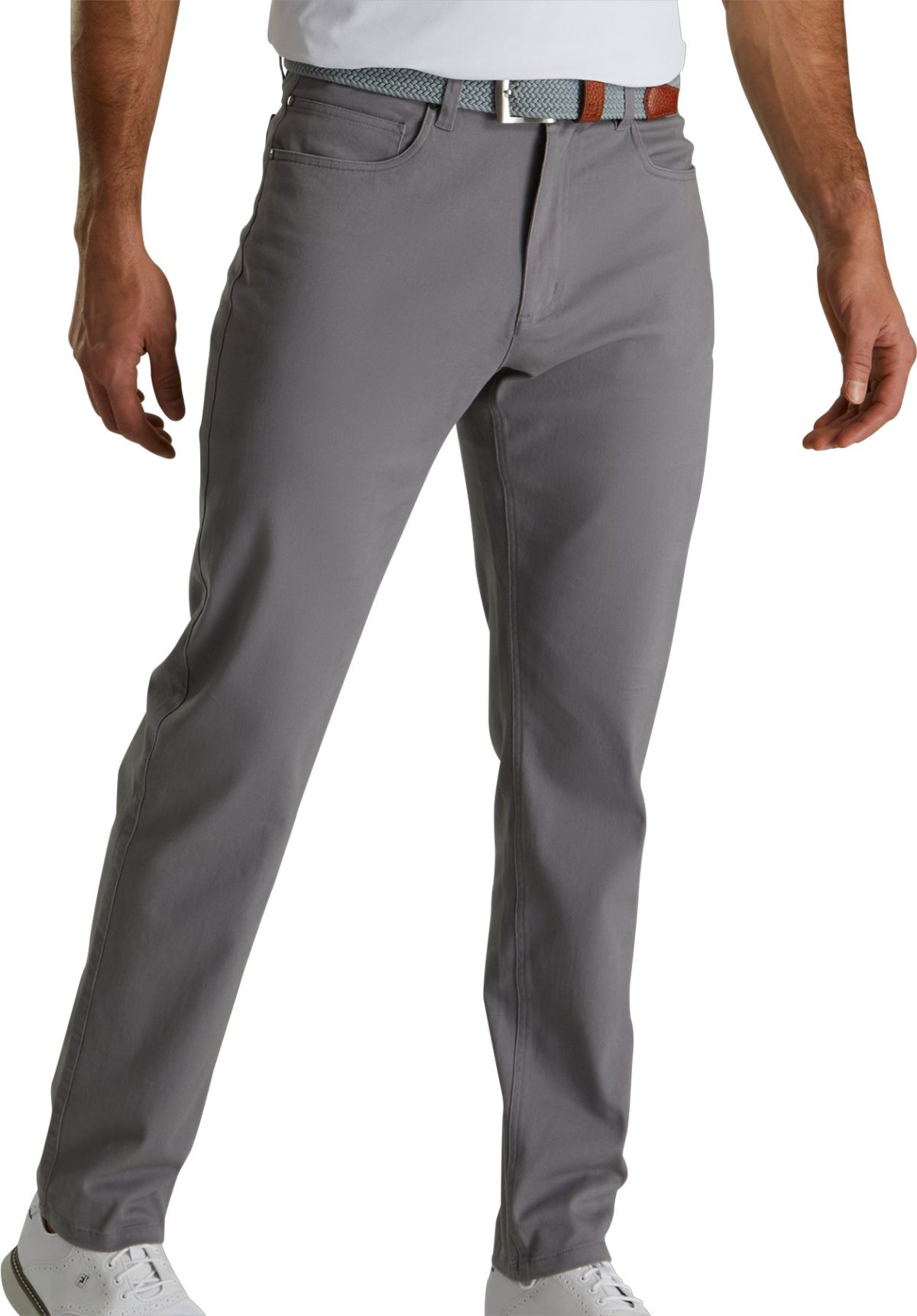 FootJoy Cotton Twill 5-Pocket Men's Golf Pants - Grey - Grey, Size: 35x34