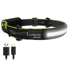LITEBAND Pro 1000 Wide-Beam LED Rechargeable Headlamp - Carbon Fiber