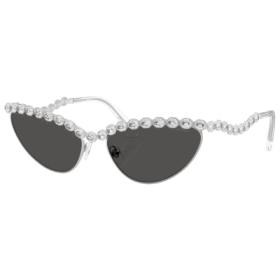 Swarovski SK7030 Sunglasses for Ladies - Silver/Dark Gray