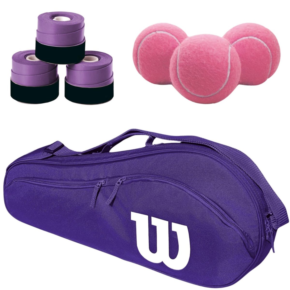 Wilson Advantage 2.5 Tennis Bag (Purple) + 3 Purple Overgrips + 3 Tennis Balls