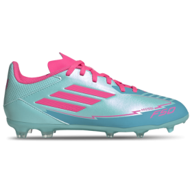 adidas Boys adidas F50 League x Messi FG/MG - Boys' Grade School Soccer Shoes Flash Aqua/Lucid Pink/Lucid Cyan Size 1.0