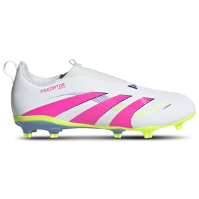 adidas Boys adidas Predator League Laceless FG/MG - Boys' Grade School Soccer Shoes White/Lucid Lemon/Lucid Pink Size 1.0