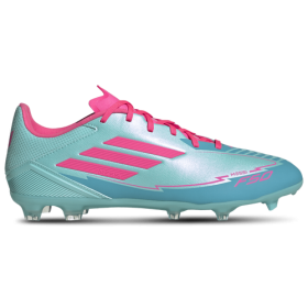 adidas Mens adidas F50 League x Messi FG/MG - Mens Soccer Shoes Flash Aqua/Lucid Pink/Lucid Cyan Size 10.0