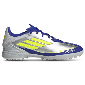 adidas Mens adidas F50 League x Messi Turf - Mens Soccer Shoes Silver Metallic/Lucid Blue/Solar Yellow Size 10.0