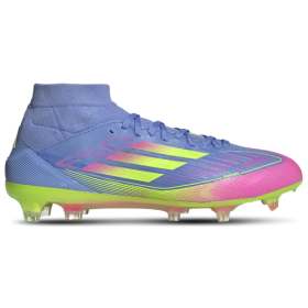 adidas Womens adidas F50 Pro Mid Firm Ground - Womens Soccer Shoes Blue Fusion/Lucid Lemon/Lucid Pink Size 10.0