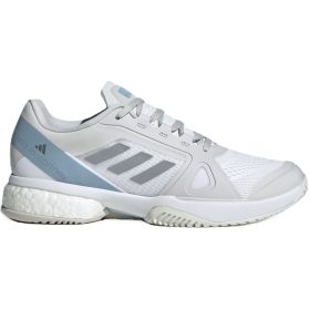 Adidas Women's Stella McCartney Court Tennis Shoes (White/Silver Metallic/Wonder Blue)