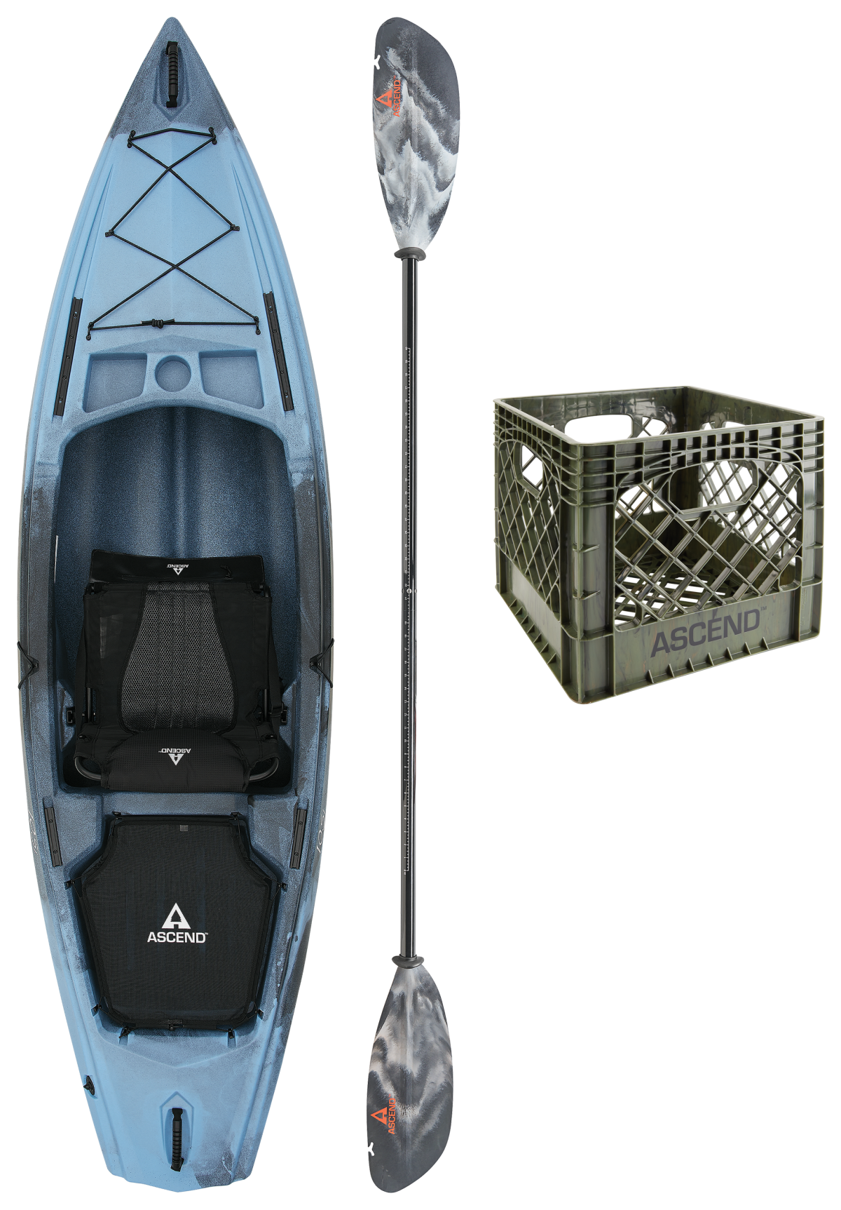 Ascend 10SI Sit-In Kayak Fishing Package - Slate Blue