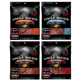 Bass Pro Shops Uncle Buck's Original, Teriyaki, Peppered, and Hickory-Smoked Beef Jerky 4-Pack Combo