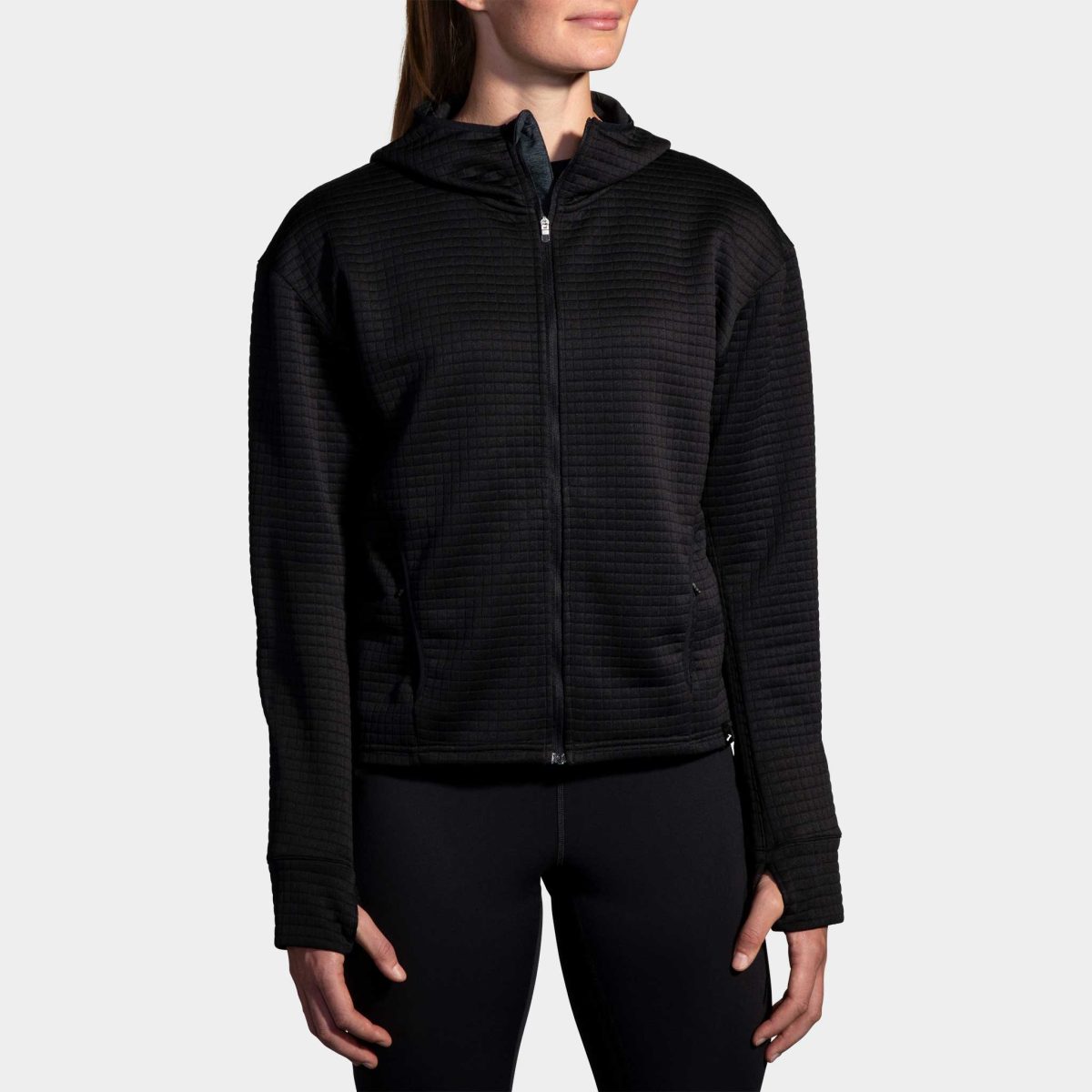 Brooks Activate Midweight Hoodie Women's Running Apparel Black, Size Large