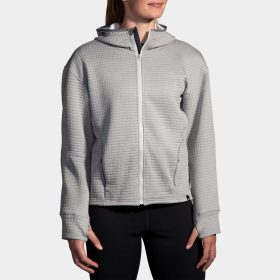 Brooks Activate Midweight Hoodie Women's Running Apparel Heather Ash, Size XL