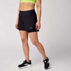 Brooks Chaser 5" 2-in-1 Short 2.0 Women's Running Apparel Black, Size XS