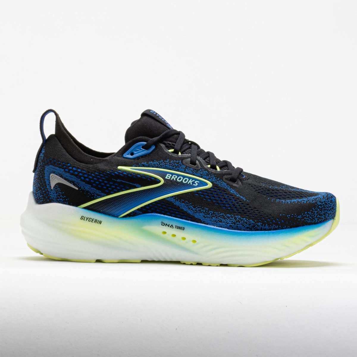 Brooks Glycerin 22 Men's Running Shoes Black/Cobalt/Neo Yellow Size 9.5 Width D - Medium
