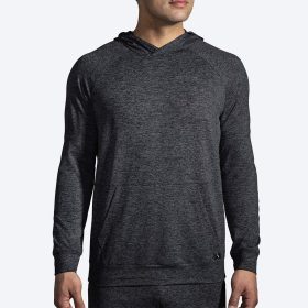 Brooks Luxe Hoodie Men's Running Apparel Heather Black, Size XL