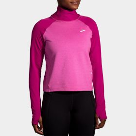 Brooks Notch Thermal Long Sleeve 2.0 Women's Running Apparel Heather Frosted Mauve/Mauve, Size XL